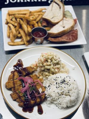 Vegan katsu and vegan blt  at The Laughing Monk in San Francisco