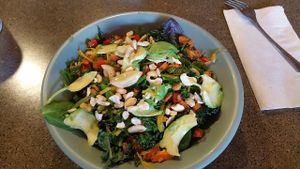 Delicious roasted veggie bowl at Rootz in Steamboat Springs