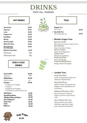 Alternative Milks  at Tinto Hill Tearoom in Biggar