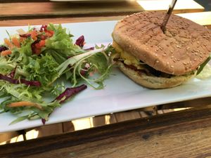 Burger with salad at Die FETTE BEETE in Krefeld
