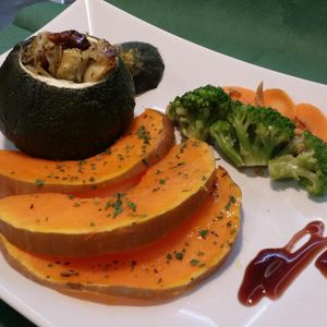 Baked Round Zucchini with tofu at Sanissimo - Malasaña in Madrid