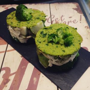 Vegan veggie towers..Delicioso!  at Sanissimo - Malasaña in Madrid