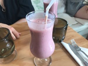 Soy banana strawberry smoothie at Casa e Bottega Positano in Positano