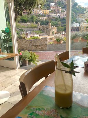 Pina Collada Juice with a view of Positano at Casa e Bottega Positano in Positano