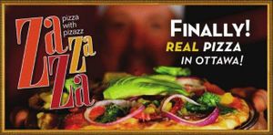 Homemade pizza topped with tons a fresh veggies at ZaZaZa in Ottawa