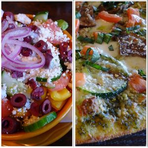 Italian Too Pizza! Available without cheese, topped with grilled eggplant and zucchini.  at ZaZaZa in Ottawa