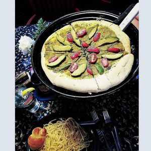 Avocado pesto is vegan without cheese and pasta sauces all have cheese so just did a lemon, oil, and garlic sauce. at The Pub and Restaurant in Gettysburg