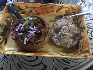 4-bean chili in bread bowl at The Pub and Restaurant in Gettysburg