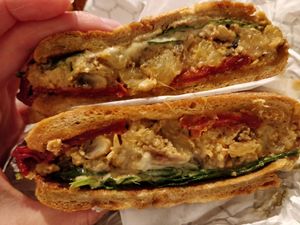 Custom burger (tempeh for pattu) at VLife in New York City