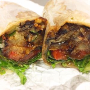 Eggplant wrap with bbq sauce  at VLife in New York City