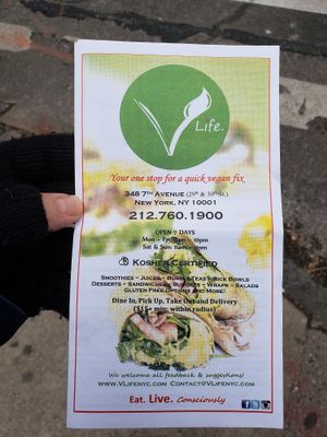 Menu 1 at VLife in New York City