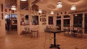 Inside of the restaurant at Minilik in Fludir