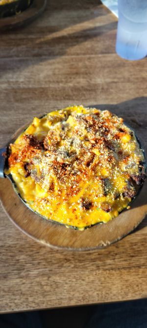 Philly Cheesesteak mac and cheese at Aisha's Plant-Based Eatery in Miami