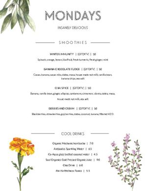 menu p3 at Mondays in Auckland