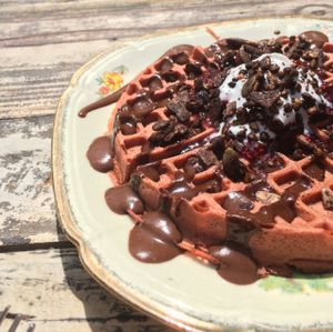 Good vegan waffles! at Mondays in Auckland