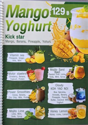 Smoothies, (some are just vegetarian) at Pradu Seafood in Koh Yao