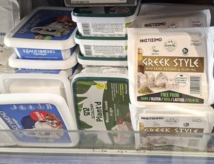 Vegan cheese at Masoutis in Thessaloniki