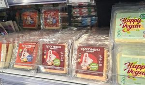 Vegan cheese at Masoutis in Thessaloniki