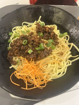 Impossible Dan Dan noodles  at Wu and Nussbaum in New York City