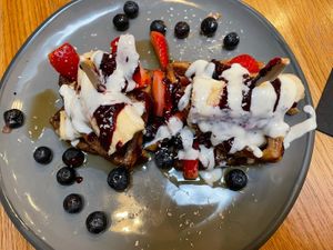 Vegan Waffles   at Kin Cafe Vegetarian in London