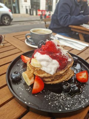 Vegan pancakes at Kin Cafe Vegetarian in London