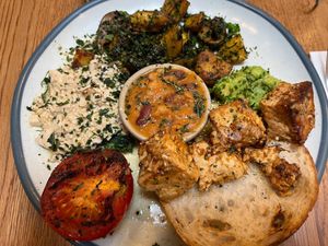 Elevated vegan full english breakfast at Kin Cafe Vegetarian in London