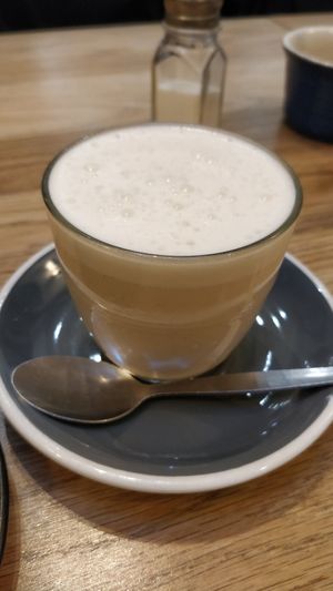 Chai oat latte at Kin Cafe Vegetarian in London