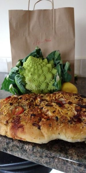 Romanesco and focaccia from the shop at Strandfield House Coffee Shop in Dundalk