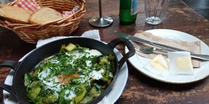 Baked "green eggs" at Strandfield House Coffee Shop in Dundalk