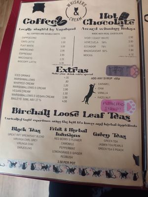 Menu at Whiskers & Cream Cat Cafe London in London