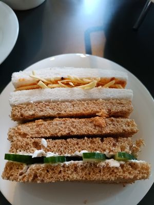 Closeup sandwiches at Whiskers & Cream Cat Cafe London in London