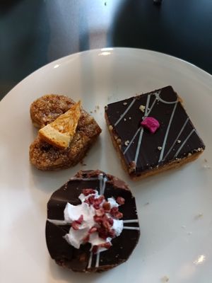 Closeup desserts at Whiskers & Cream Cat Cafe London in London