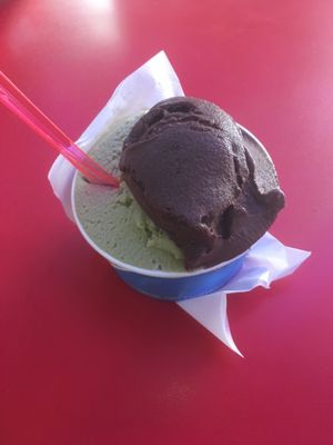 Oh my goodness! The most delicious soya pistachio and chocolate gelato!!  at La Gelateria in Taormina
