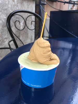 Pistachio & Coffee (soy based)  at La Gelateria in Taormina