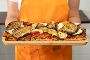 Vegan Eggplant
Roasted eggplant, zucchini, grilled capsicum, tomato sauce

 at Ta Ta Ta Pizza in Bondi Junction