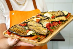 Vegan Eggplant
Roasted eggplant, zucchini, grilled capsicum, tomato sauce

 at Ta Ta Ta Pizza in Bondi Junction