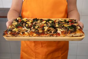 Vegan Mushroom
Champignon, portobello & enoki mushrooms, kale, mild chili, roasted sweet potatoes, tomato sauce at Ta Ta Ta Pizza in Bondi Junction