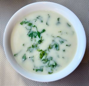 Caldo verde soup at Armani/Mediterraneo in Dubai