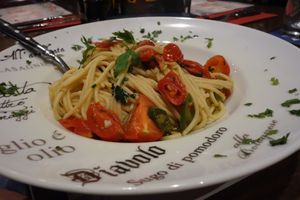 Aglio e olio with spaghetti (vegan) at Angelos Via Napoli in Saarbrucken