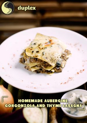 Augbergine, Gorgonzola and Thyme Lasagna at Duplex in Phnom Penh