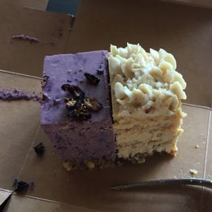 my half eaten blueberry lavender and lemon cake  at Raw Trader in Melbourne
