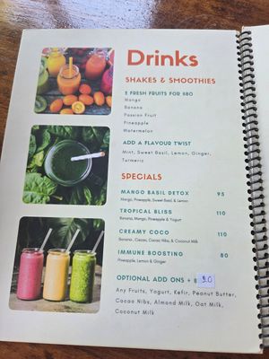 Menu at Island Yoga Cafe in Koh Yao