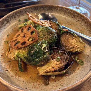  Brussel sprouts and lotus root  at 3 Sisters Eatery in Brunswick East
