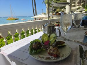 Vegan high tea savory selections at Veranda at the Beachhouse in Honolulu
