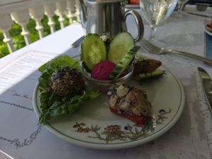Vegan afternoon tea savory selections at Veranda at the Beachhouse in Honolulu