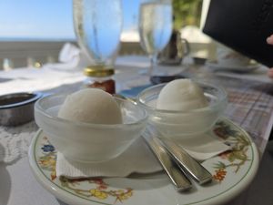 Afternoon tea lemon sorbet at Veranda at the Beachhouse in Honolulu