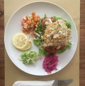 raw veggie burger at Zula - Sanur in Sanur