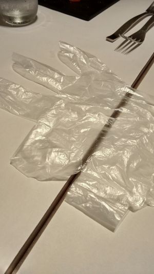 Free plastic glove to eat wraps with! at Sufood 舒果 in Central Singapore