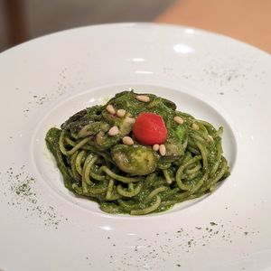Vegan Wild Mushroom Spaghetti with Pesto Sauce at Sufood 舒果 in Central Singapore