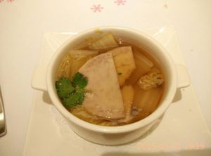 konjac root stewed with cabbage and sweet potato  at Sufood 舒果 in Central Singapore